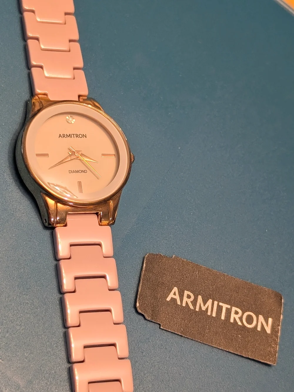 Armitron Women's Gray/Pink Ceramic-Link Diamond Accent Watch SEE VIDEO FOR COLOR